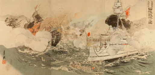 Kínai-japán háború- A japán haditengerészet győztes Takushan mellett